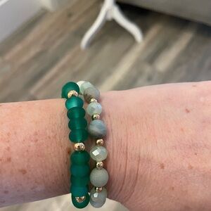 New With Tags…Boutique Shades of Green Bead 2 Piece Stretchy Bracelet Set